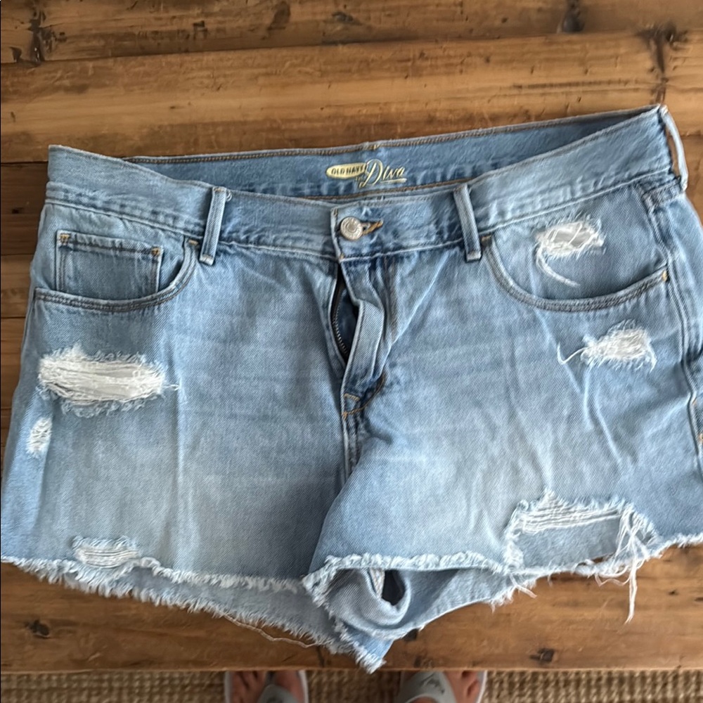 Women's Light Blue Distressed Shorts